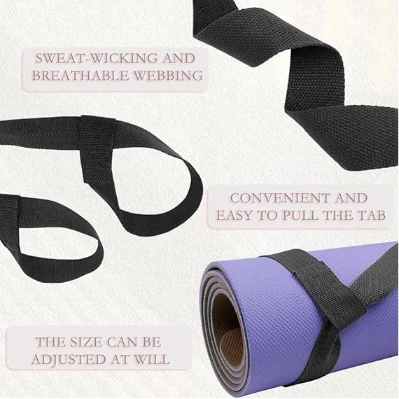 Yoga Mat Strap for Carrying - Cotton Yoga Mat Carry Strap Sling- Adjustable Loops for all Mat Sizes(Yoga Mat not included)