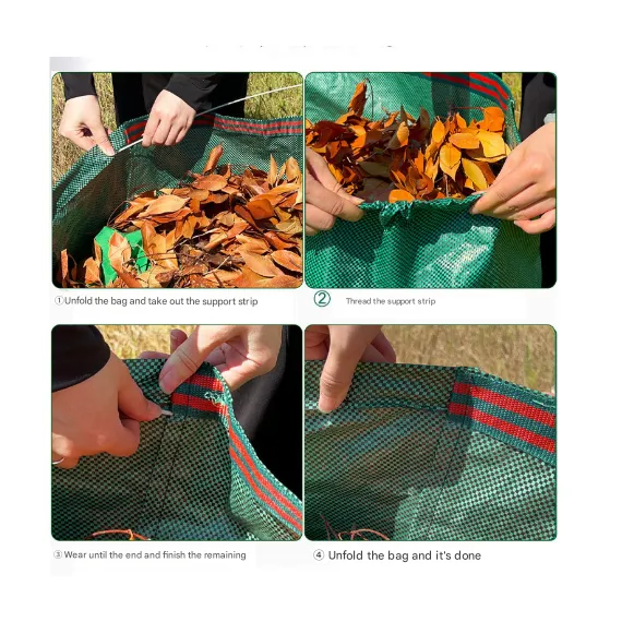 2PCS 128L(50cm*65cm) Heavy-Duty Foldable Garden Leaf Bag - Large-Capacity Horizontal Dustpan