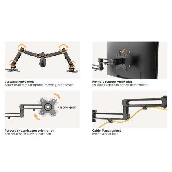 Brateck Dual Monitor Premium Articulating Aluminum Monitor Stand Fit Most 17"-32" Monitors Up to 8kg per screen