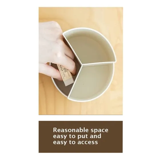 360 degree rotating multi-functional pen holder with 3 separate layer for office desk organiser (Grey)