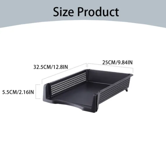 File Box Desktop Document Organizer Stackable Laminated Plastic Papers Rack Storage Tray for Home, 1 Stackable File Storage Rack Vertical Model One Size Grey