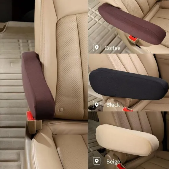 2Pcs Universal Armrest Cover for Car, Car Front Seat Armrest Covers Replacement, Elastic Fabric Car Arm Rest Handle Protective Cover for Automotive Truck Vehicle Interior Accessories, Black