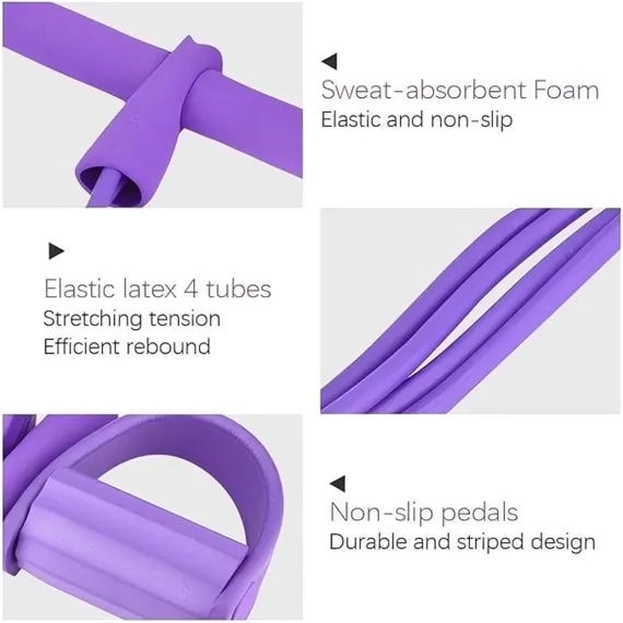 1 Piece ！4-Tube Pedal Puller Resistance Rope - Foot Pedal Resistance Band, Yoga Elastic Exercise Bands, for Women Jump Fitness, Purple