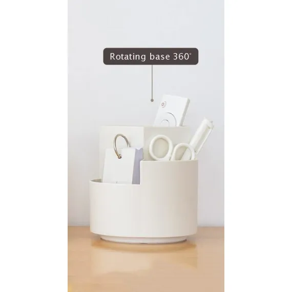 360 degree rotating multi-functional pen holder with 3 separate layer for office desk organiser (Grey)