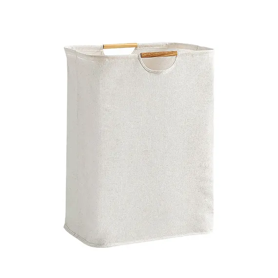 Large Laundry Basket Waterproof Collapsible Laundry Hamper with Wooden Handle for Household Bathroom S 40cm