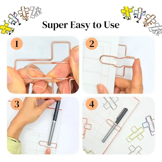 Paperclip Pen Holder, Metal Pen Holder for Notebook - 8 Pcs Cross Shaped Pen Clips Planner Accessories Office Supplies (Only for Pens with a Thickness of Less Than 0.5 Inches)