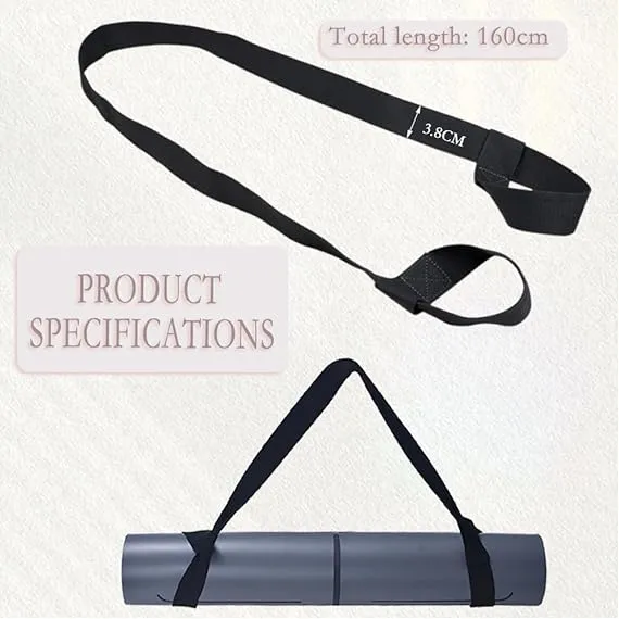 Yoga Mat Strap for Carrying - Cotton Yoga Mat Carry Strap Sling- Adjustable Loops for all Mat Sizes(Yoga Mat not included)