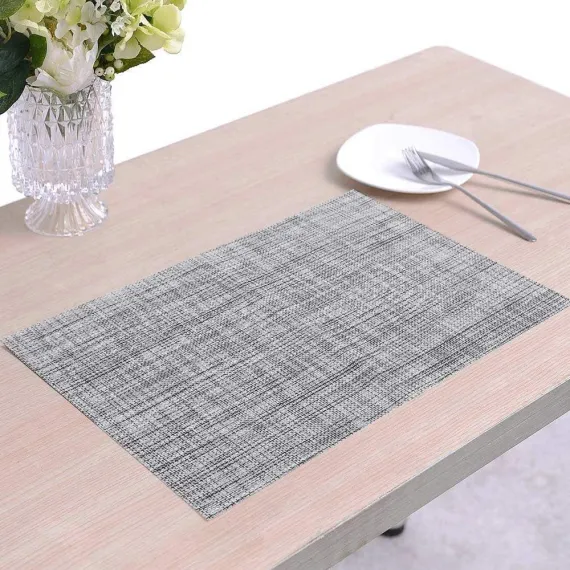 PVC placemat, 4 pieces non-slip heat-resistant placemats, washable vinyl placemats, set of 4 - gray