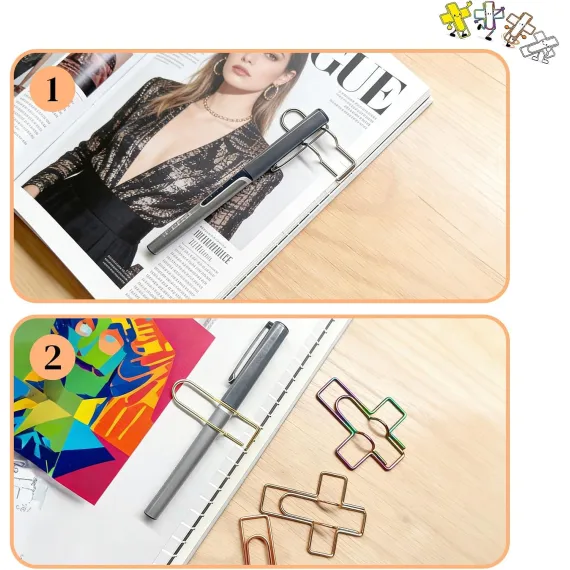 Paperclip Pen Holder, Metal Pen Holder for Notebook - 8 Pcs Cross Shaped Pen Clips Planner Accessories Office Supplies (Only for Pens with a Thickness of Less Than 0.5 Inches)