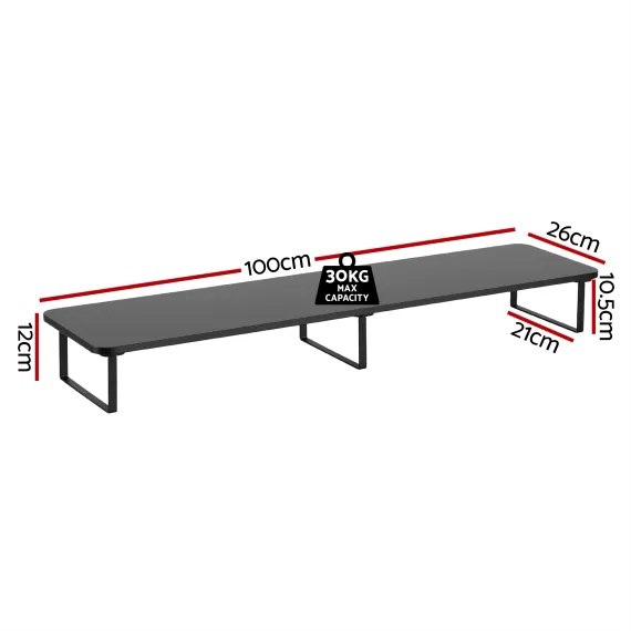 Artiss Dual Monitor Stand 100cm Riser Large Laptop Stand Desk Organiser Black