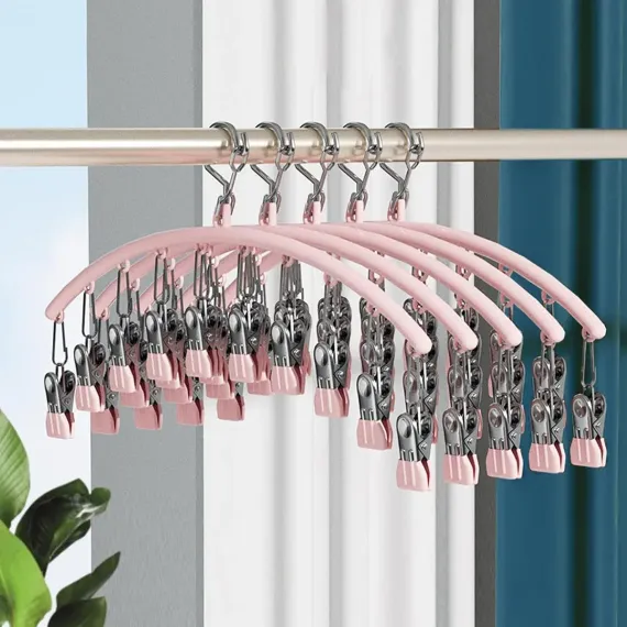 3PCS Windproof Clothes Drying Rack Balcony Hanger Pantyhose Underwear Clips - Grey