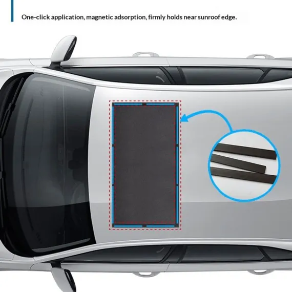 Car Sunroof Sunshade Cover Updated | Car Window Screens for Camping with Sun Glare, UV Rays | Moonroof Cover with Breathable Mesh Sun Shade | Enhanced Magnetic Stripes (100*65cm)
