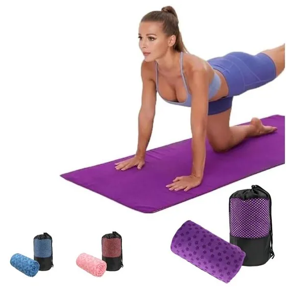 Yoga towel - Yoga towel - Yoga towel - Moisture-regulating and non-slip - Yoga towel - Quick-drying yoga mat fabric - Breathable yoga mat with mesh storage bag - Suitable for hot yoga, pilates and fitness - Purple