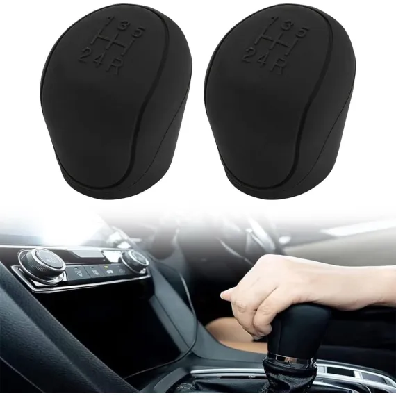 Transmission Lever Cover - Car Gear Shift Knob Cover - Car Gear Shift Knob Protective Cover - Car Round Soft Silicone Anti-slip Gear Shift Knob Cover - Black