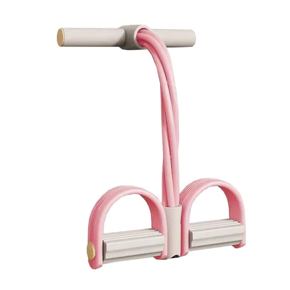 1 Piece ！4-Tube Pedal Puller Resistance Rope - Foot Pedal Resistance Band, Yoga Elastic Exercise Bands, for Women Jump Fitness, Pink