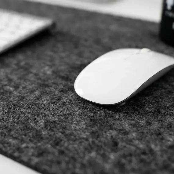CARLA HOME Felt Desk Mat, Large Mouse Pad 80x40cm, Grey Cotton Linen Fabric