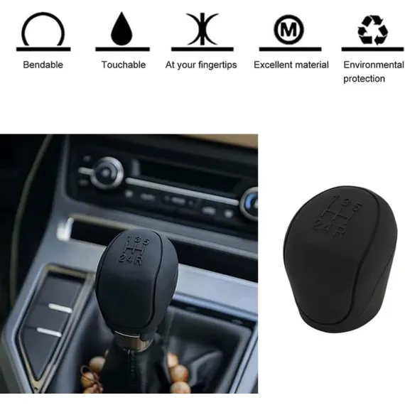 Transmission Lever Cover - Car Gear Shift Knob Cover - Car Gear Shift Knob Protective Cover - Car Round Soft Silicone Anti-slip Gear Shift Knob Cover - Black