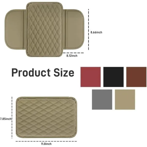 Thin Car Center Console Cover,Leather+Memory Foam Car Armrest Cover with 2 Storage Bags,Universal Car Storage Organizer Car Accessories Interior for Most Cars Trucks SUVs (Black)