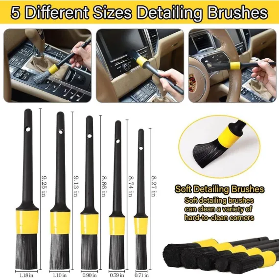 22 Pieces Car Wash Kit with Polishing Tools, Rim Brush and Interior and Exterior Car Care Accessories for Vehicle Cleaning