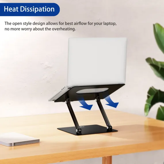 Aluminum Laptop Stand, Ergonomic Adjustable Notebook Riser Holder Computer Stand Compatible with 10-14" Laptops, Black