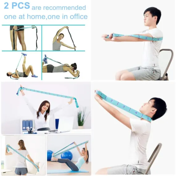 Nitpicker Stretching Straps Hamstring Stretcher Device Elastic Exercise Band Yoga mat Carrying Straps Leg Exercise Equipment Stretching Strap with Loops for Flexibility Stretch Strap 11 Loops