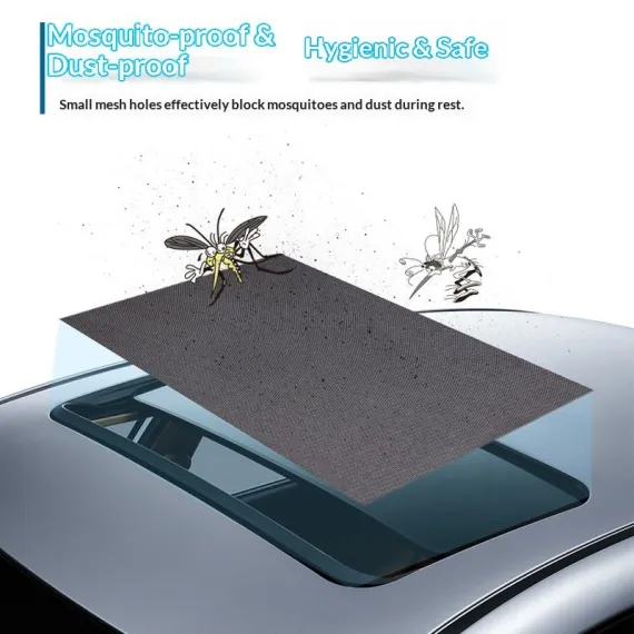 Car Sunroof Sunshade Cover Updated | Car Window Screens for Camping with Sun Glare, UV Rays | Moonroof Cover with Breathable Mesh Sun Shade | Enhanced Magnetic Stripes (100*65cm)