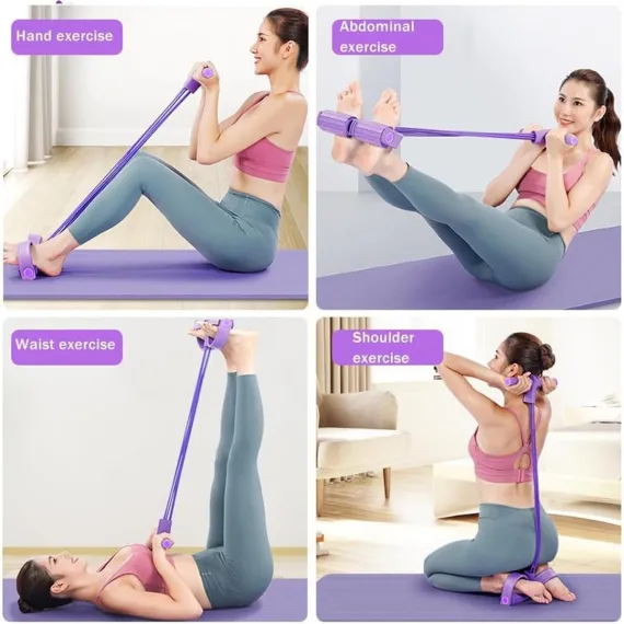 6-Tube Pedal Resistance Band, Premium Elastic Tension Rope for Full Body Workout, Natural Latex Fitness Bands for Strength Training,Yoga Stretching Slimming Training, Home Gym Exercise Equipment