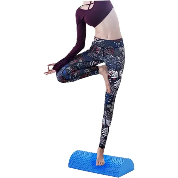 Half Round Foam Roller, Yoga Foam Roller for Pain Relieved, Muscle Massage, Physical Therapy (Blue)