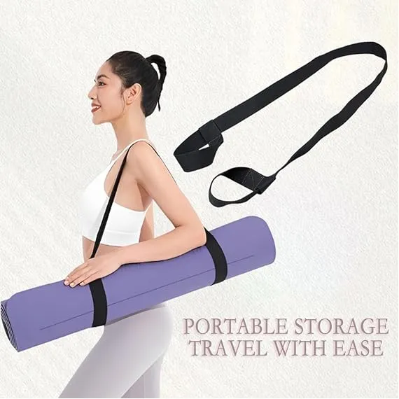 Yoga Mat Strap for Carrying - Cotton Yoga Mat Carry Strap Sling- Adjustable Loops for all Mat Sizes(Yoga Mat not included)