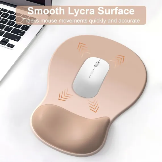 Gel mouse pad - mouse pad with wrist rest - Gaming Mouse Pad - Mouse Pad with Memory Foam Wrist Rest and Non-Slip Base - Non-Slip - Desk Accessories for Office - Office - For Computer, Cafe, Home & Office - 26 × 19.5 cm - Gradient Apricot