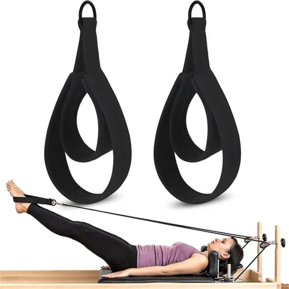 Pilates Straps - Double Loop D-Ring Straps for Reformer, Padded, Home Gym Workout 1 Pair Pilates Double Loop Straps for Reformer Fitness D-Ring Straps Handle,