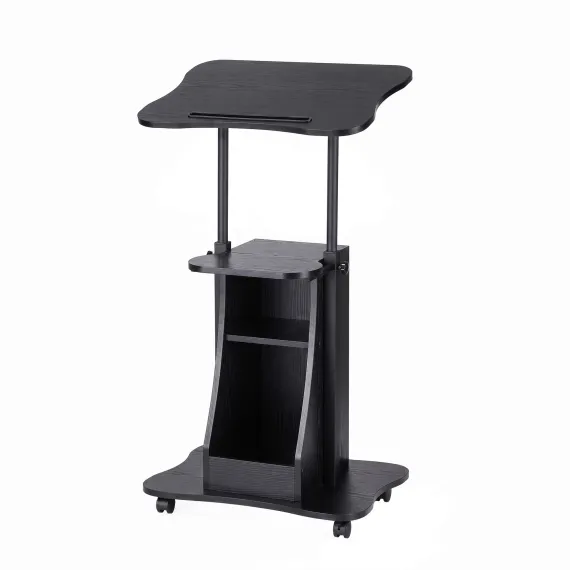 Artiss Mobile Podium Stand with Lockable Wheels Height Adjustable Laptop Desk Black