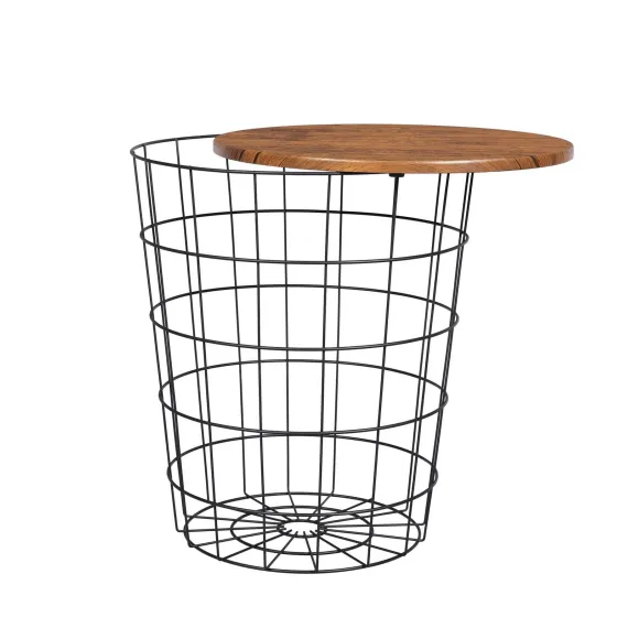 YES4HOMES Vintage Round Coffee Tables Set of 2 Side Tables Robust Steel Frame for Living Room Bedroom Rustic Brown and Black