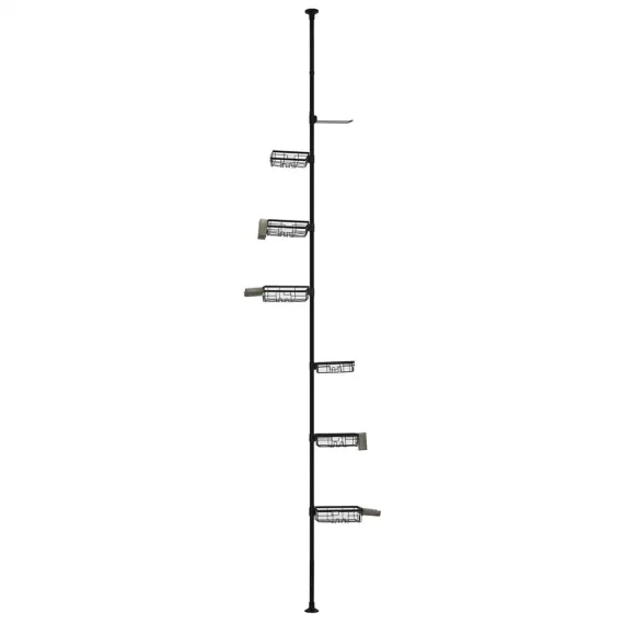 Artiss Tension Pole Shower Caddy Steel Corner Bathroom Shelf Black