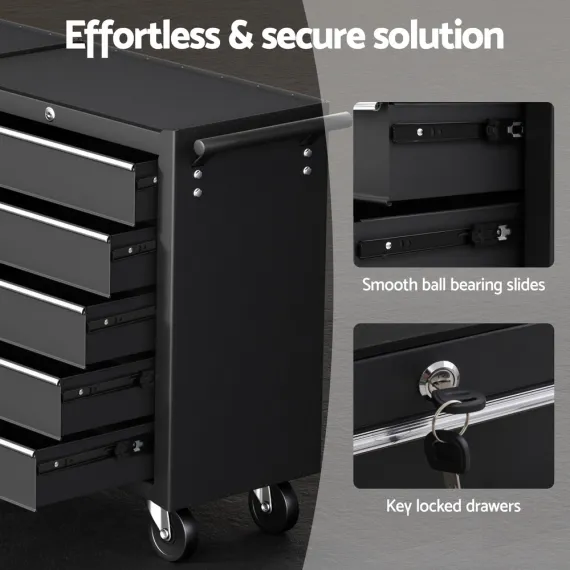 Giantz Tool Chest Trolley 10 Drawers Toolbox Storage Black