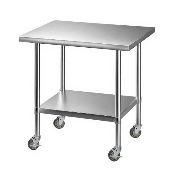 Cefito 914x762mm Stainless Steel Kitchen Bench w/ Splashback Work Table Prep Bench Commercial 430