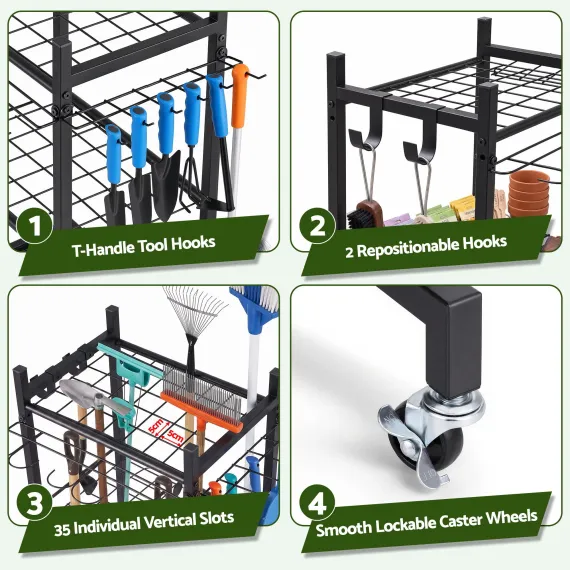 Gardeon Garden Tool Organizer with Wheels Heavy Duty Garage Yard Storage Cart
