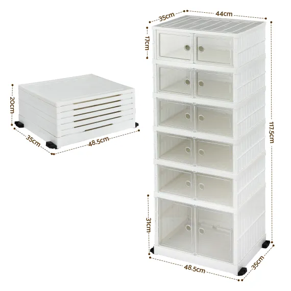 Artiss Foldable Shoe Storage Box 6 Tier 12 Pairs Entryway