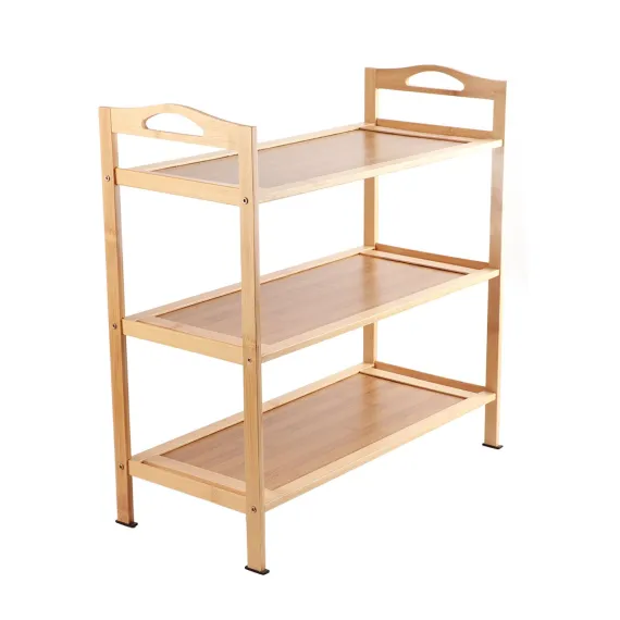 Multi Layer Shoe Rack Thicken Bamboo Large Capacity Durable Shoe Storage Rack for Bedroom Dormitory 3 Layers, 50cm/19.7in Length
