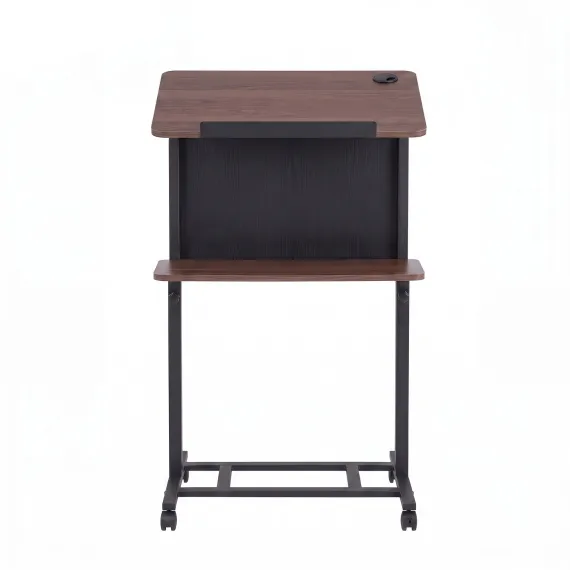Artiss Mobile Lectern Podium Stand with Storage Shelf Height Adjustable Laptop Desk Black & Walnut