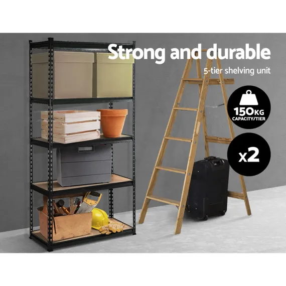Giantz 2x1.5M Garage Shelving Warehouse Rack Pallet Racking Storage Shelve Black