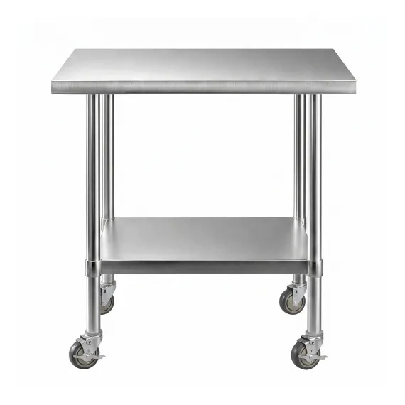 Cefito 914x762mm Stainless Steel Kitchen Bench w/ Splashback Work Table Prep Bench Commercial 430