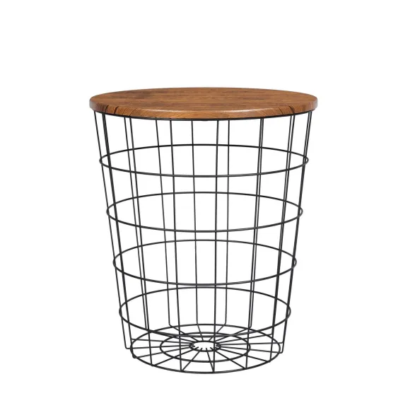 YES4HOMES Vintage Round Coffee Tables Set of 2 Side Tables Robust Steel Frame for Living Room Bedroom Rustic Brown and Black