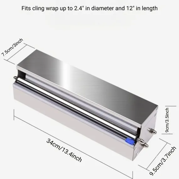 Silver Blue Stainless Steel Cling Wrap Dispenser, Kitchen Storage, Food Storage, Cling Wrap Holder, High-Quality Kitchen Accessory, Australian Kitchen, Wrap Dispenser