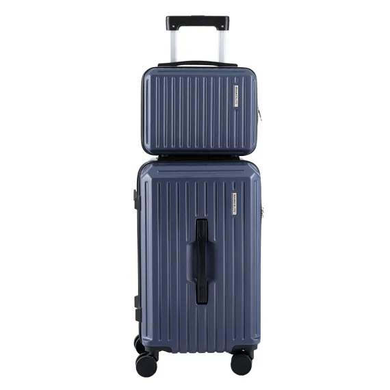 Wanderlite 2pcs Trunk Luggage Suitcase Travel Carry On TSA Lock 12" 20" Navy