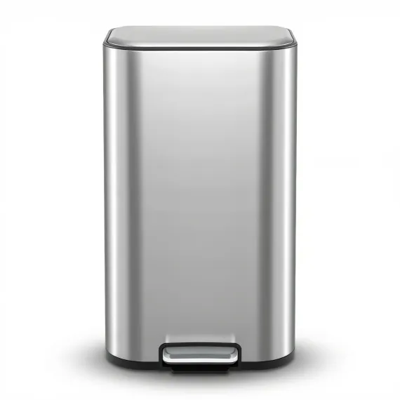 Cefito Kitchen Trash Can 40L Pedal Bins Rubbish Bin Steel with Soft Close Lid, Removable Inner Bucket, Rectangular Garbage Can Recycling Bin, Silver