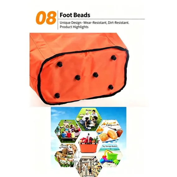Foldable Picnic Basket Aluminum Frame Waterproof 600D Oxford Red