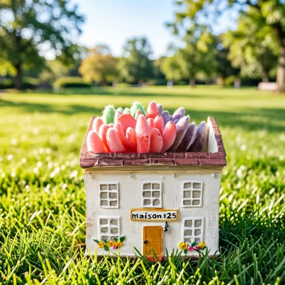 Mini House Square Cottage Planter - Vintage Resin Succulent Pot with Red Roof, Cute Cottage Garden Ornament for Desk, Patio, and Indoor Plant Display