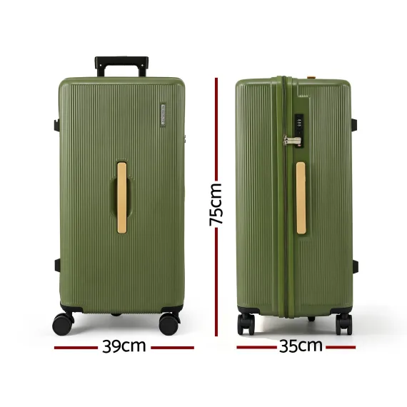Wanderlite 28" Modern Vertical Trunk Luggage Suitcase Travel 5 Wheels Type-C TSA Olive Green