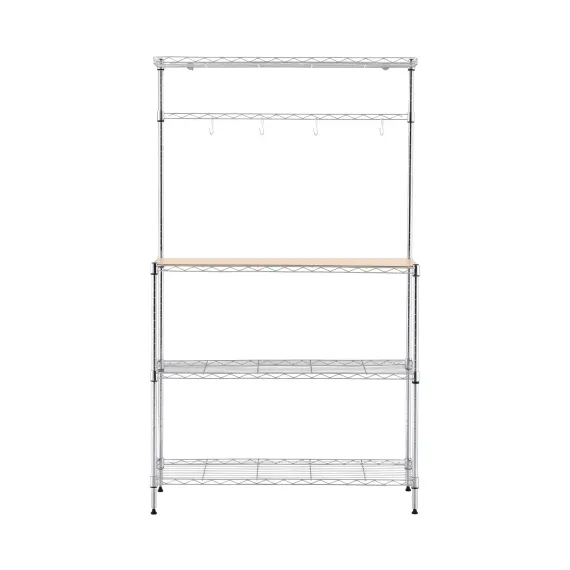 Artiss 4-Tier Metal Kitchen Rack Shelf Silver Storage Shelves Organizer Microwave Stand 90cmx151cm